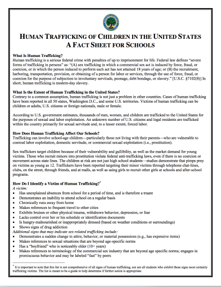 Human Trafficking Of Children In The United States A Fact Sheet For ...